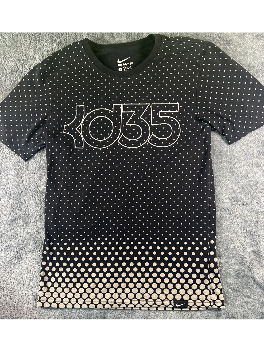 Nike Dri-Fit Kevin Durant 35 Men's Size Small Black Athletic Cut Polka Dot Tee